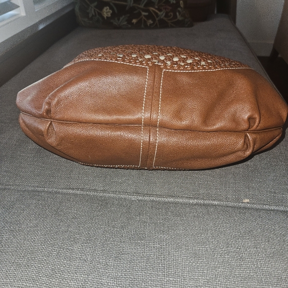 Vintage Cole Haan Brown Woven Leather Hobo Shoulder Bag Braided Strap - Picture 3 of 7